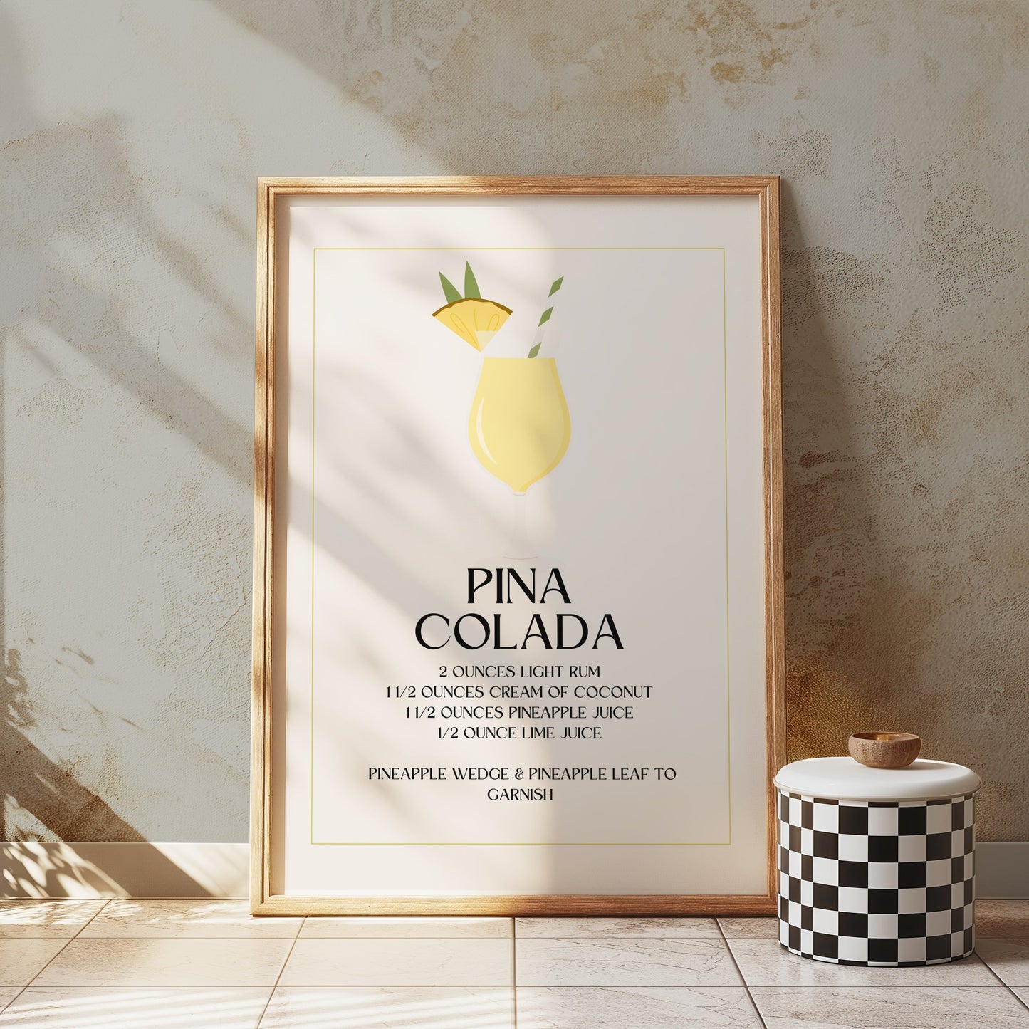 Premium Poster of Pina Colada Recipe Illustration Art Kitchen Posters