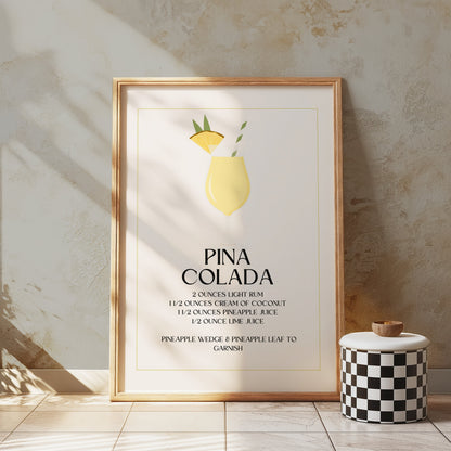 Premium Poster of Pina Colada Recipe Illustration Art Kitchen Posters