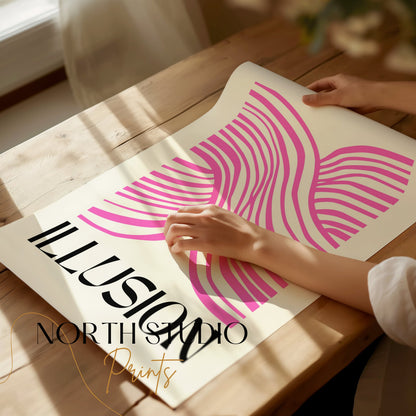 Premium Poster of Pink Abstract Illusion Design Modern Art Posters