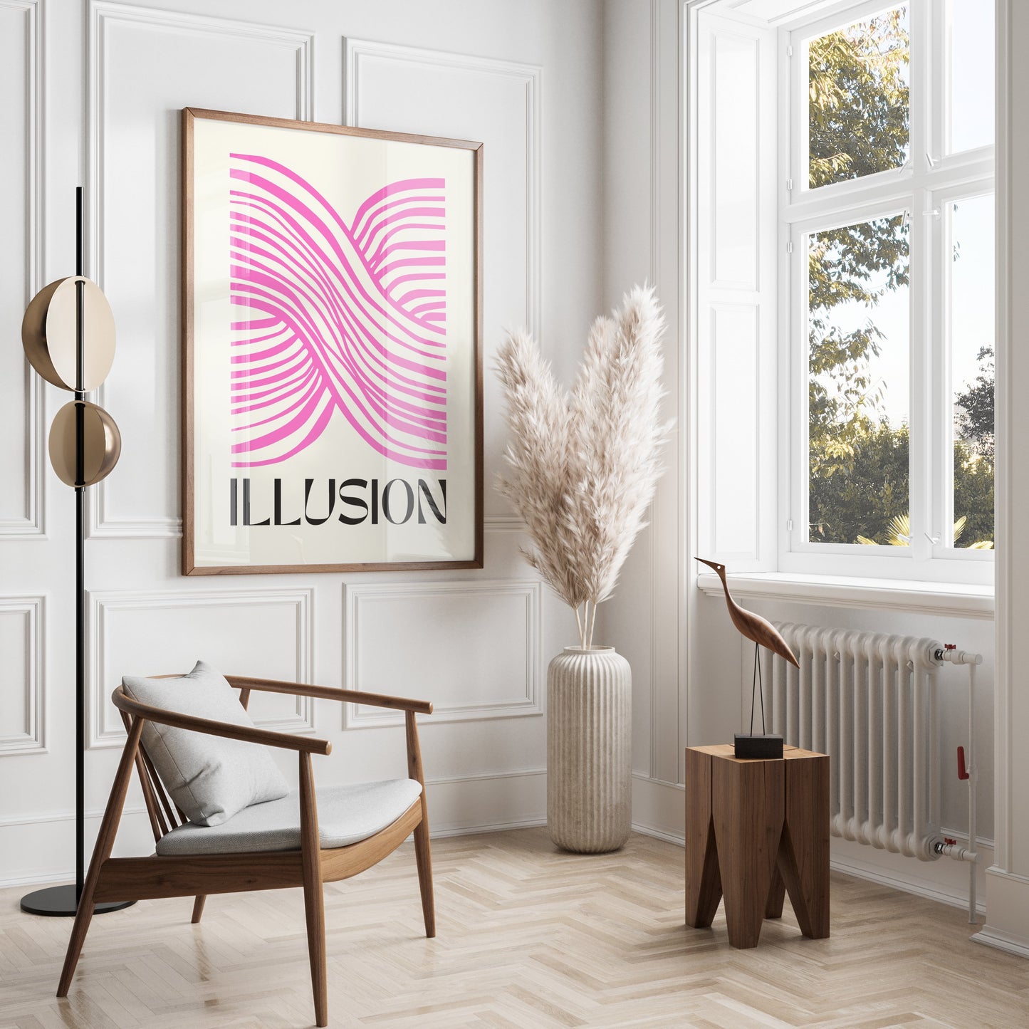 Premium Poster of Pink Abstract Illusion Design Modern Art Posters