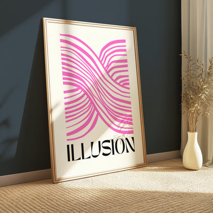 Premium Poster of Pink Abstract Illusion Design Modern Art Posters