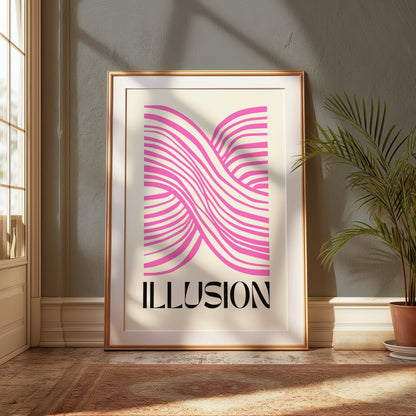 Premium Poster of Pink Abstract Illusion Design Modern Art Posters