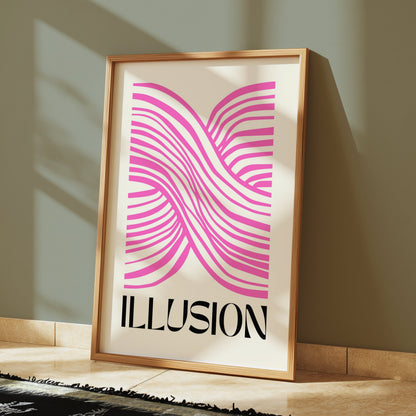Premium Poster of Pink Abstract Illusion Design Modern Art Posters