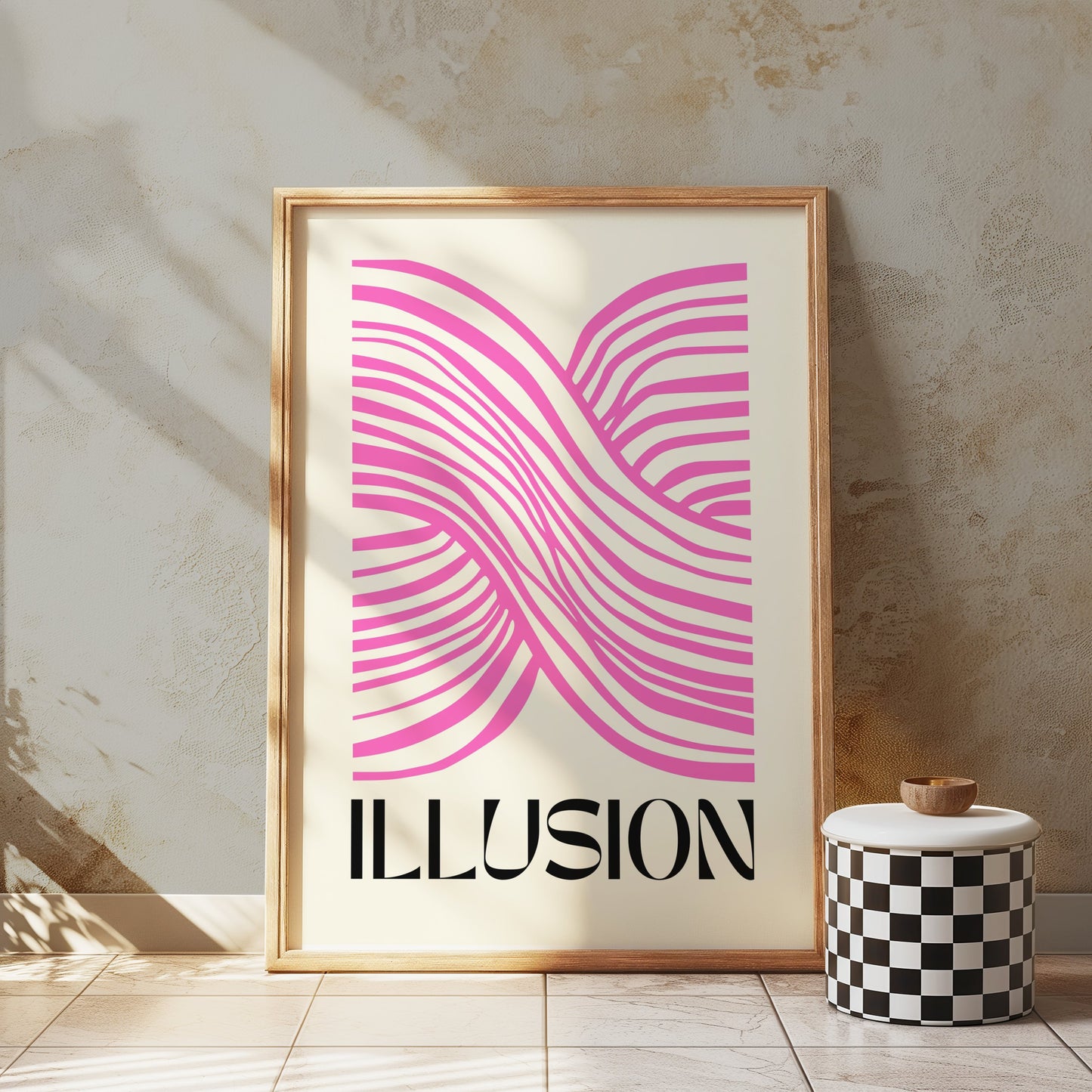 Premium Poster of Pink Abstract Illusion Design Modern Art Posters