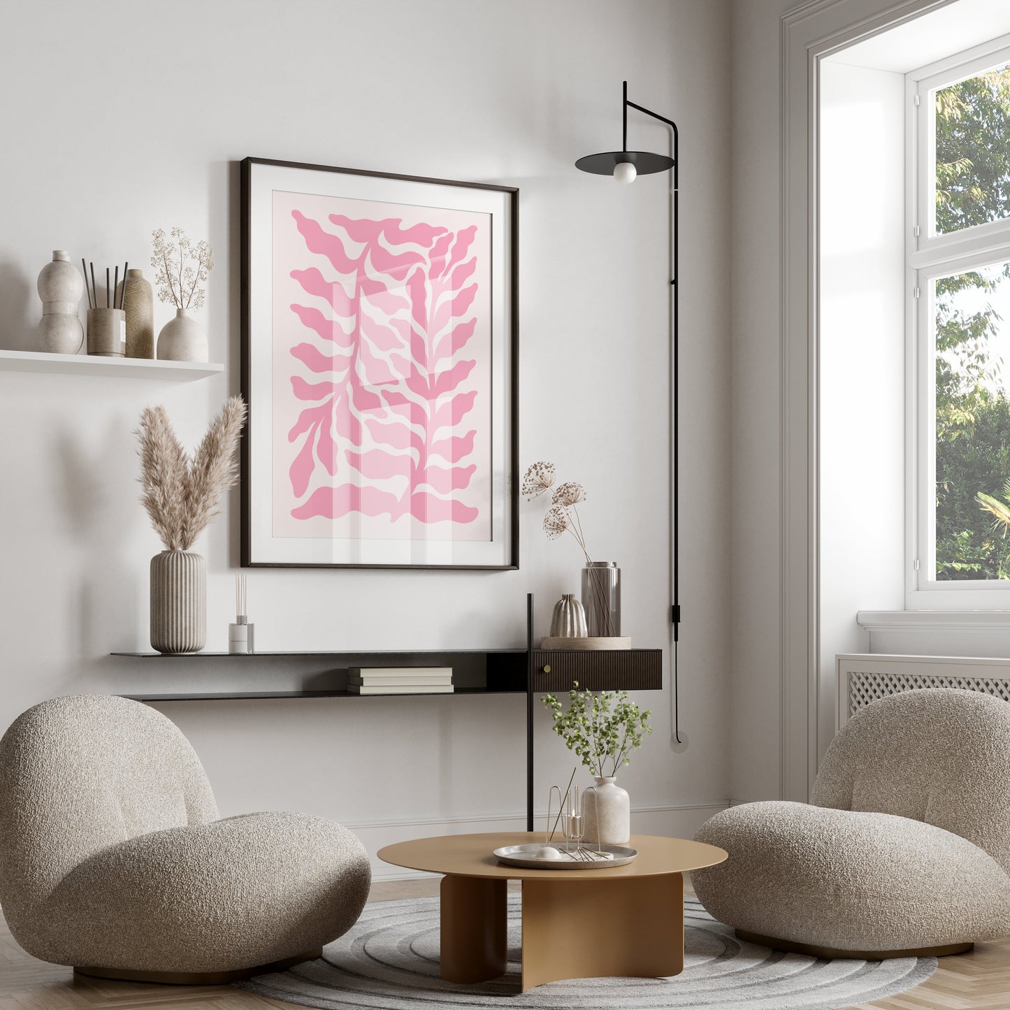 Premium Poster of Pink Abstract Nature Themed Wall Art for Room Decor Posters