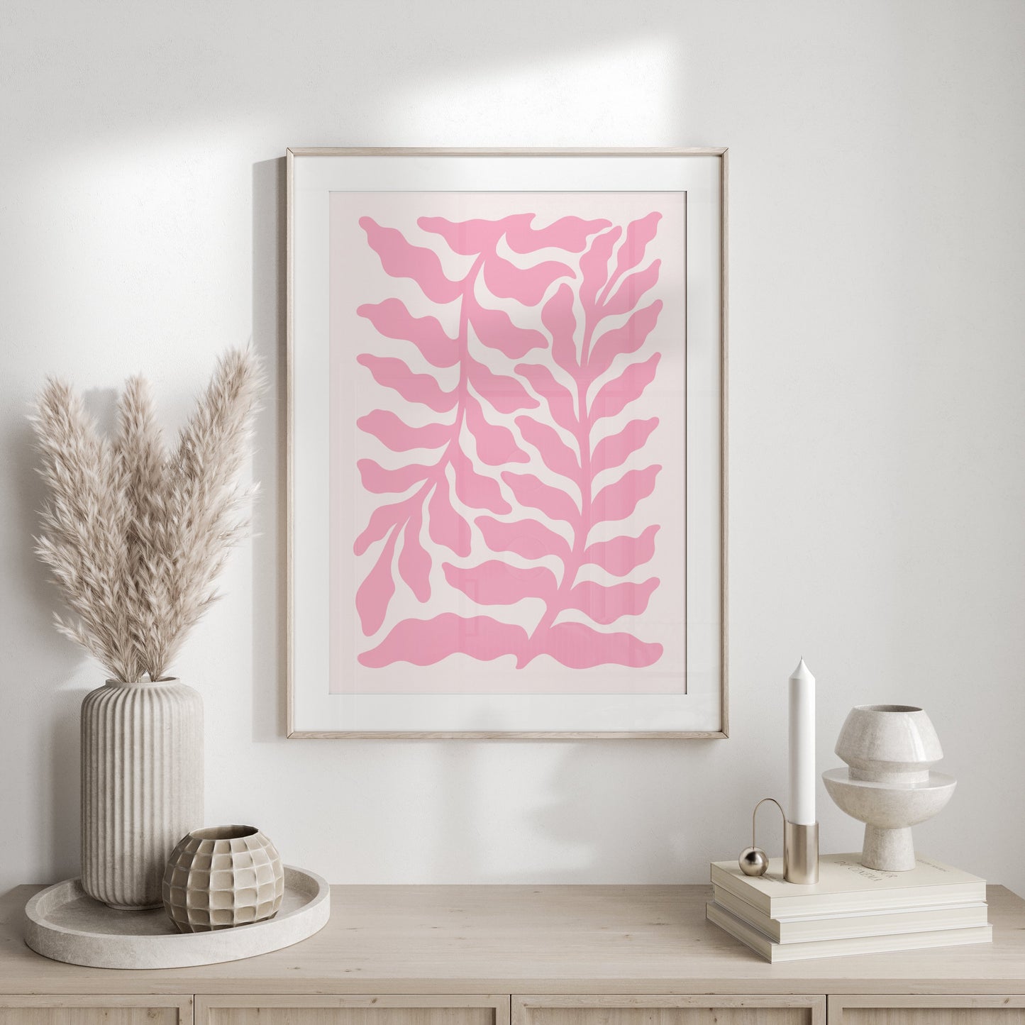 Premium Poster of Pink Abstract Nature Themed Wall Art for Room Decor Posters
