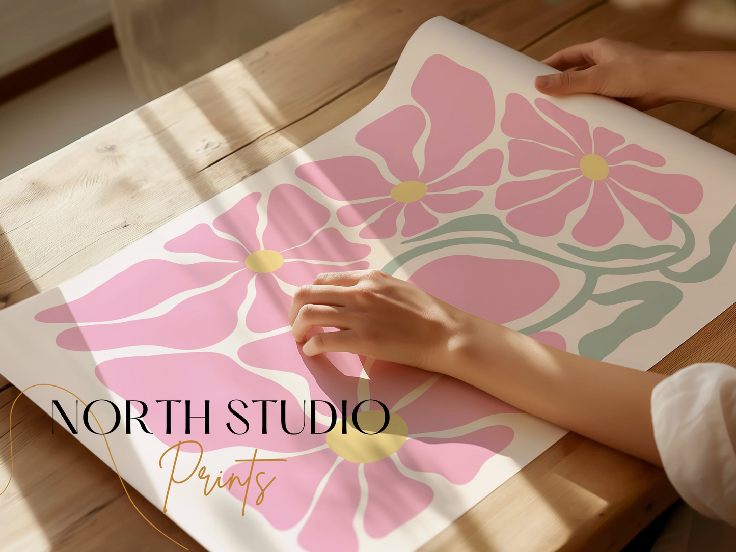 Premium Poster of Pink Floral Pattern Art Print Wall Decor Posters