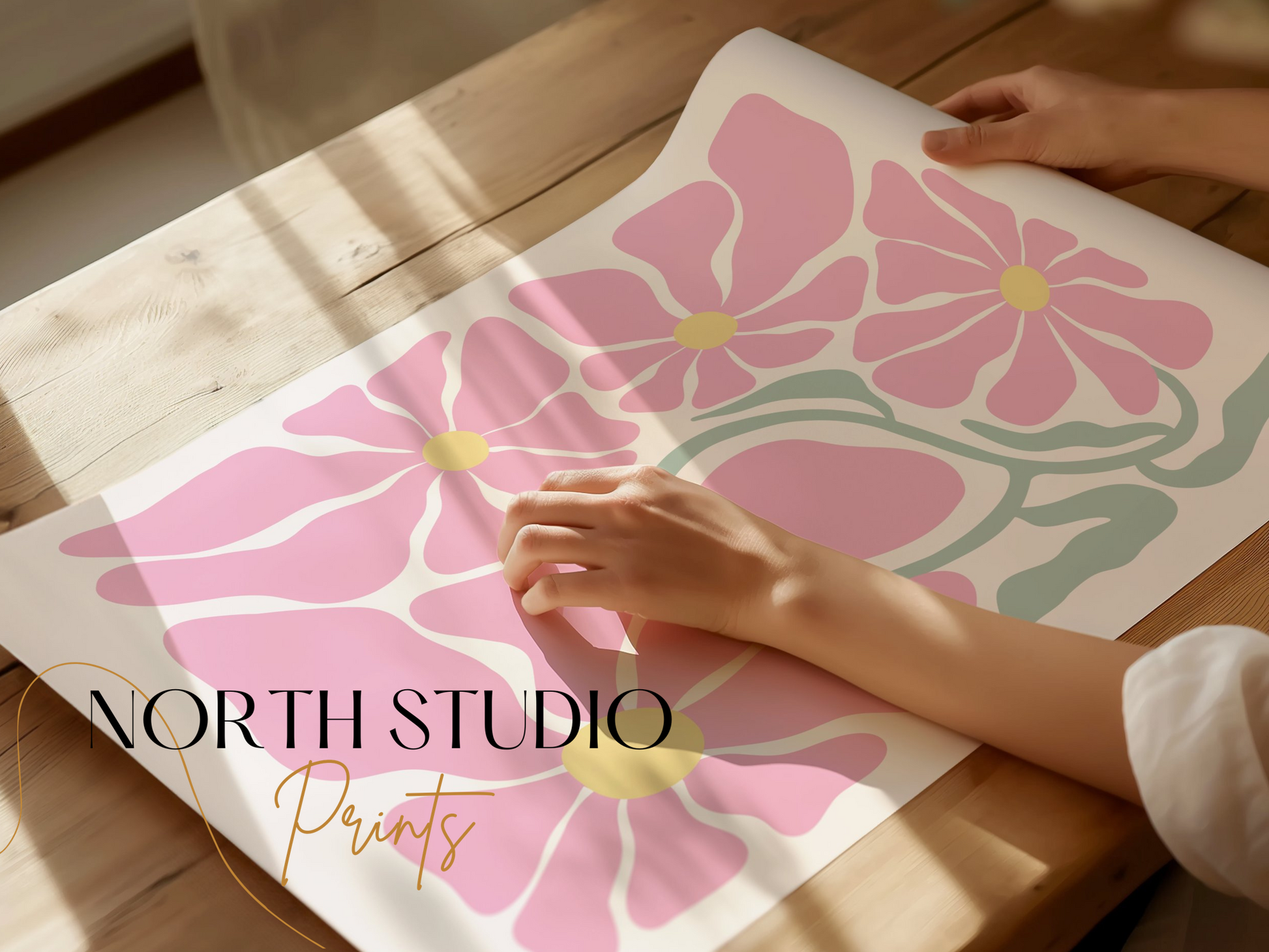 Premium Poster of Pink Floral Pattern Art Print Wall Decor Posters