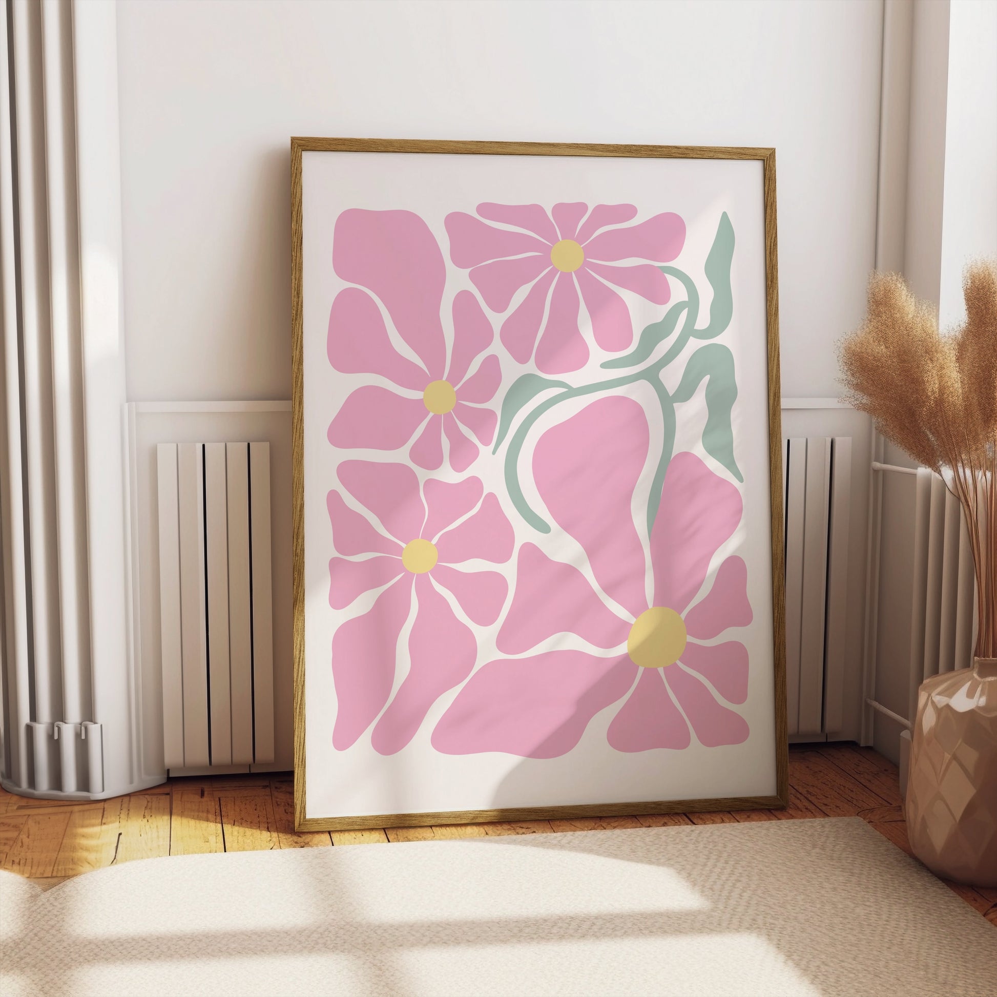 Premium Poster of Pink Floral Pattern Art Print Wall Decor Posters