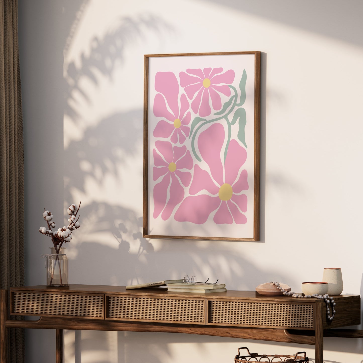 Premium Poster of Pink Floral Pattern Art Print Wall Decor Posters