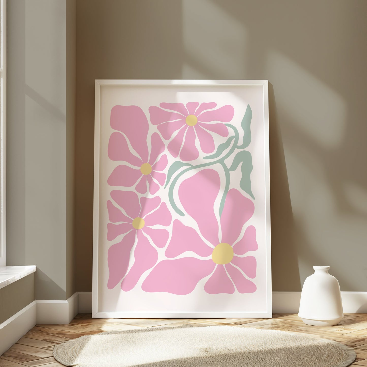 Premium Poster of Pink Floral Pattern Art Print Wall Decor Posters