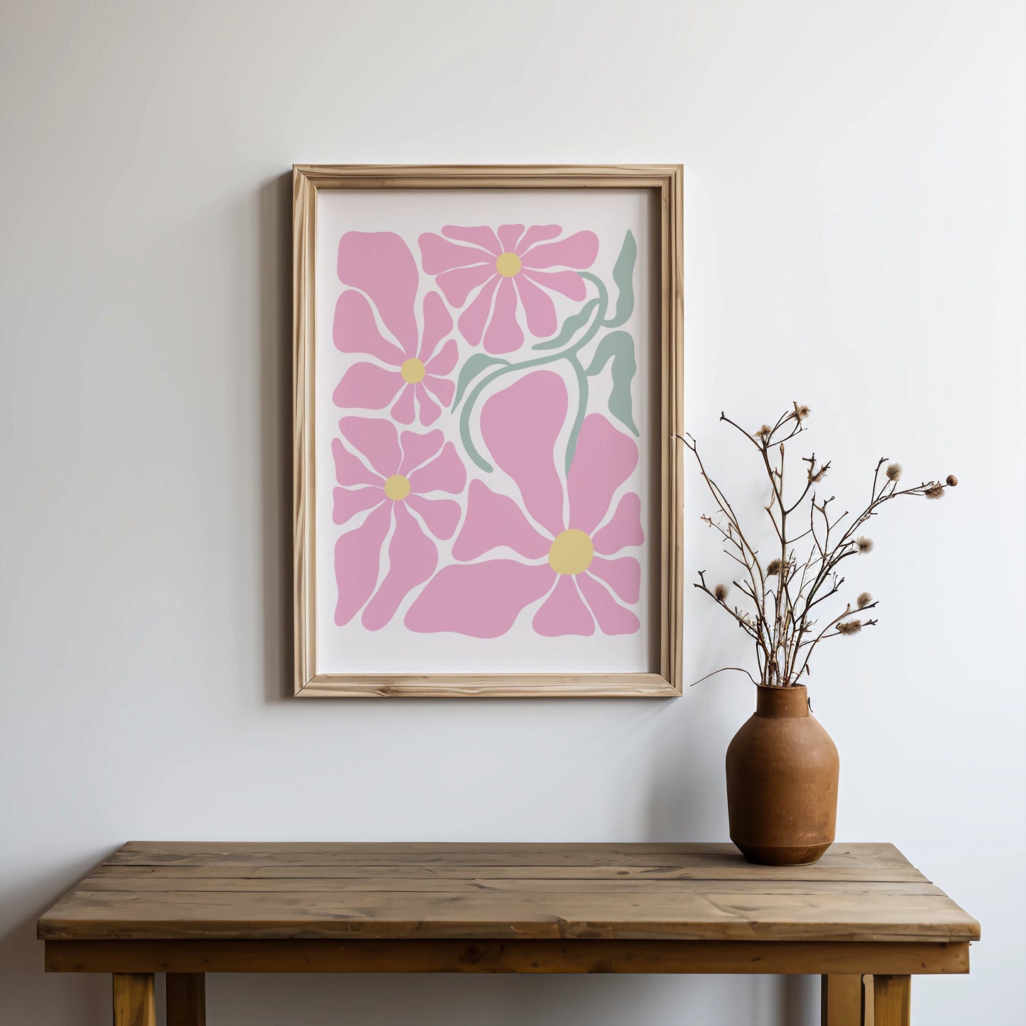 Premium Poster of Pink Floral Pattern Art Print Wall Decor Posters