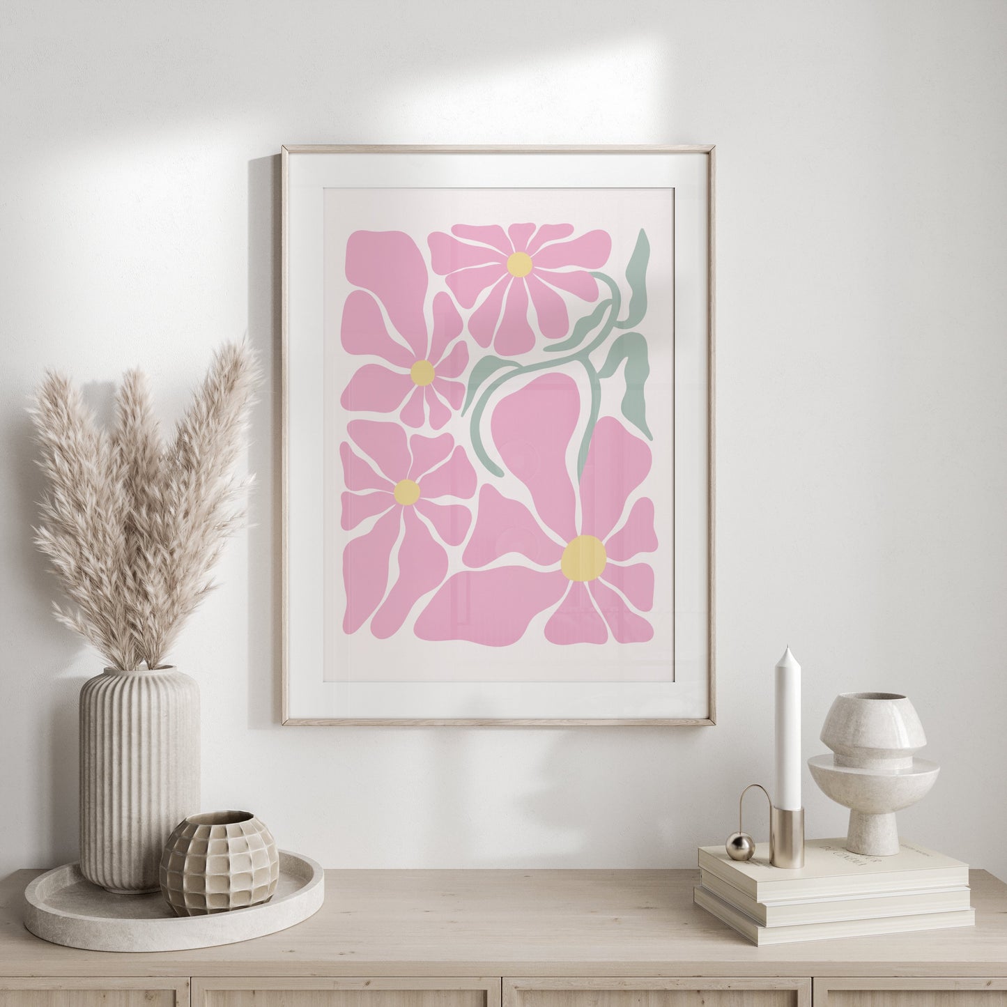 Premium Poster of Pink Floral Pattern Art Print Wall Decor Posters