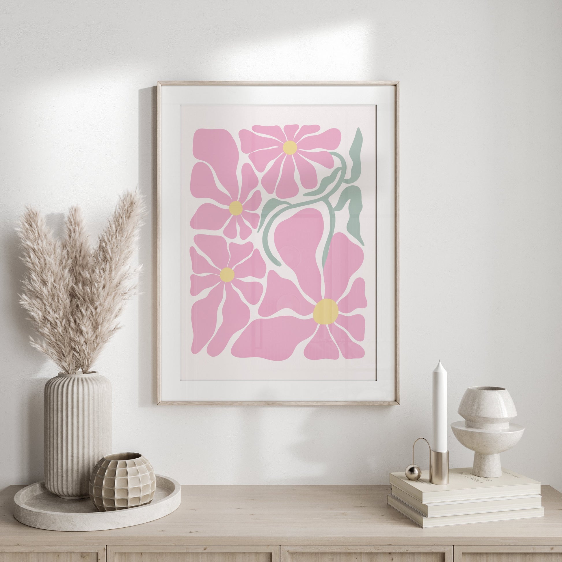 Premium Poster of Pink Floral Pattern Art Print Wall Decor Posters