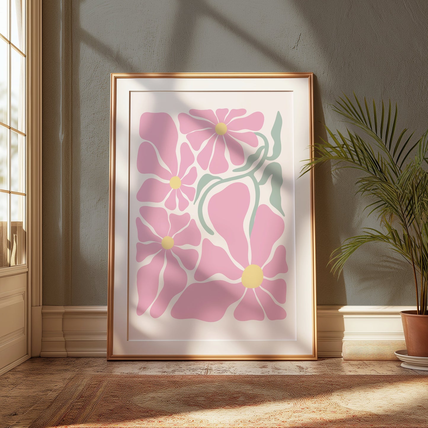 Premium Poster of Pink Floral Pattern Art Print Wall Decor Posters