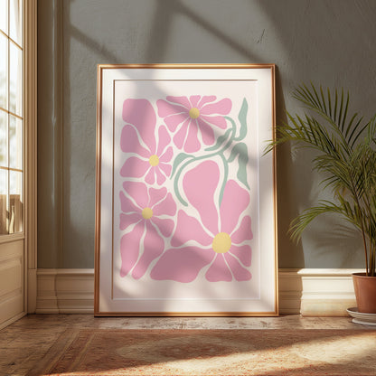 Premium Poster of Pink Floral Pattern Art Print Wall Decor Posters