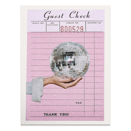 Premium Poster of Pink Guest Check with Hand Holding Disco Ball Posters