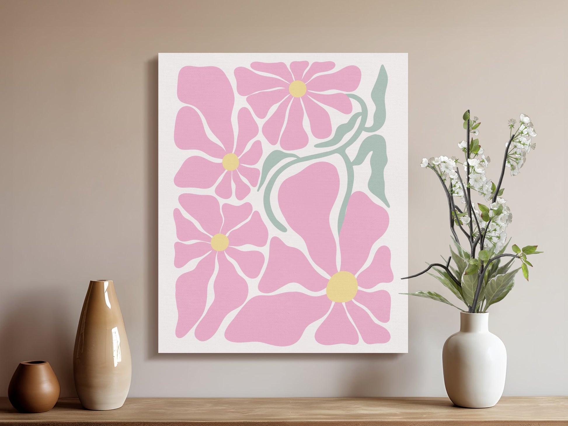 Premium Poster of Pink Petals Floral Wall Art Beautiful Canvas Wraps