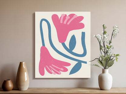 Premium Poster of Pink and Blue Abstract Floral Design Canvas Wraps