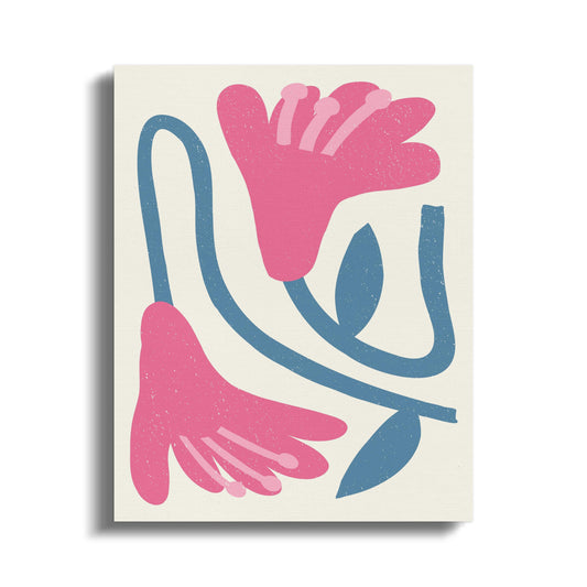 Premium Poster of Pink and Blue Abstract Floral Design Canvas Wraps