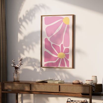 Premium Poster of Pink and Yellow Abstract Floral Art Posters