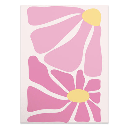 Premium Poster of Pink and Yellow Abstract Floral Art Posters