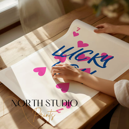 Premium Poster of Playful 7 of Hearts Lucky You Card Design Posters