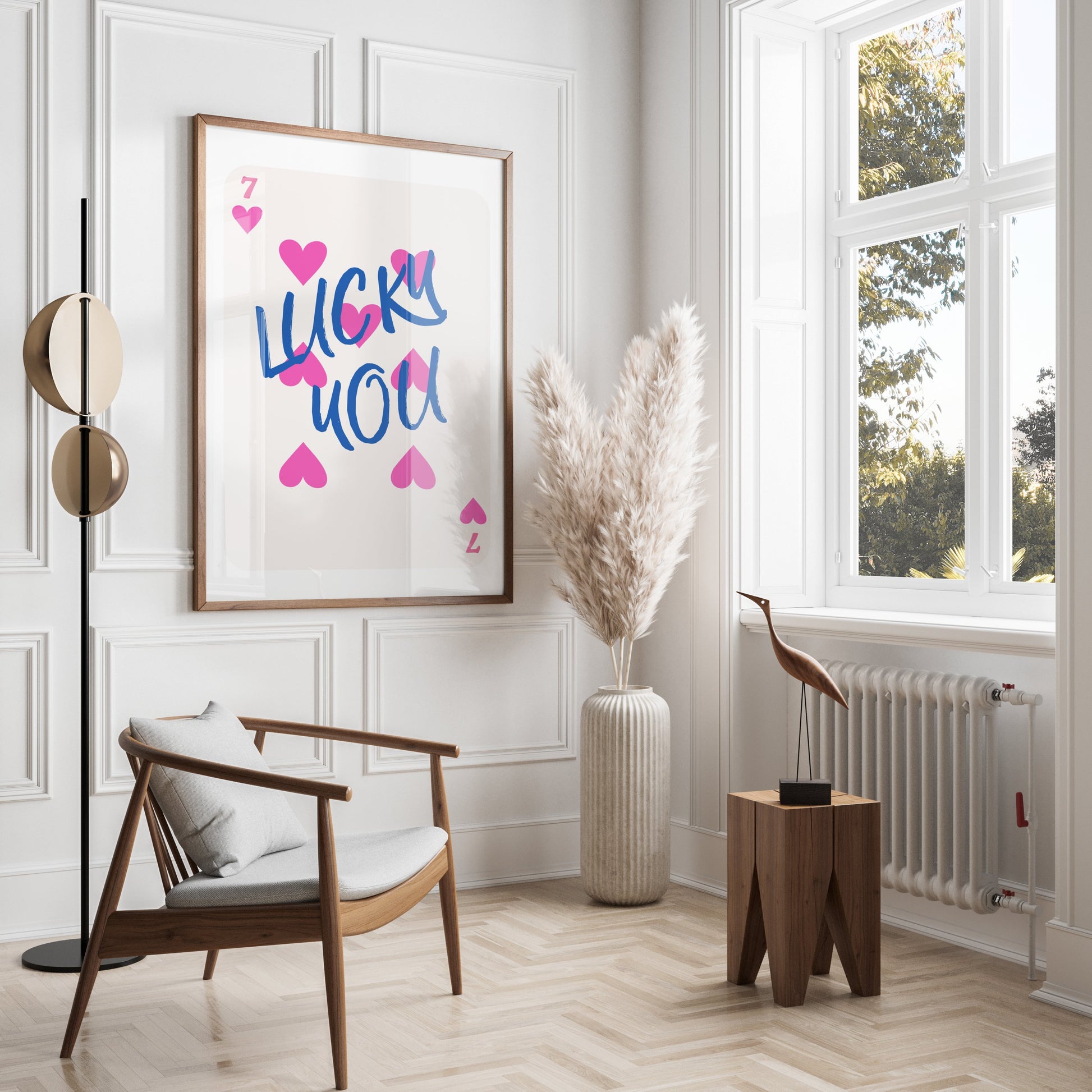 Premium Poster of Playful 7 of Hearts Lucky You Card Design Posters