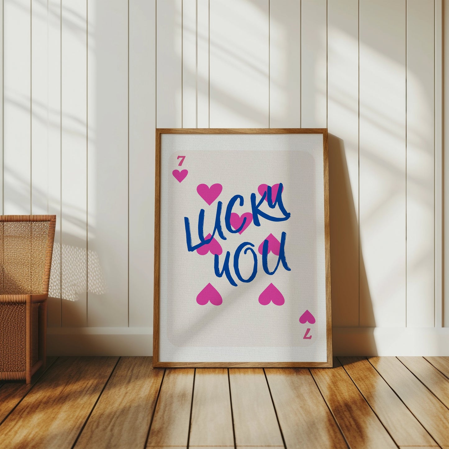 Premium Poster of Playful 7 of Hearts Lucky You Card Design Posters