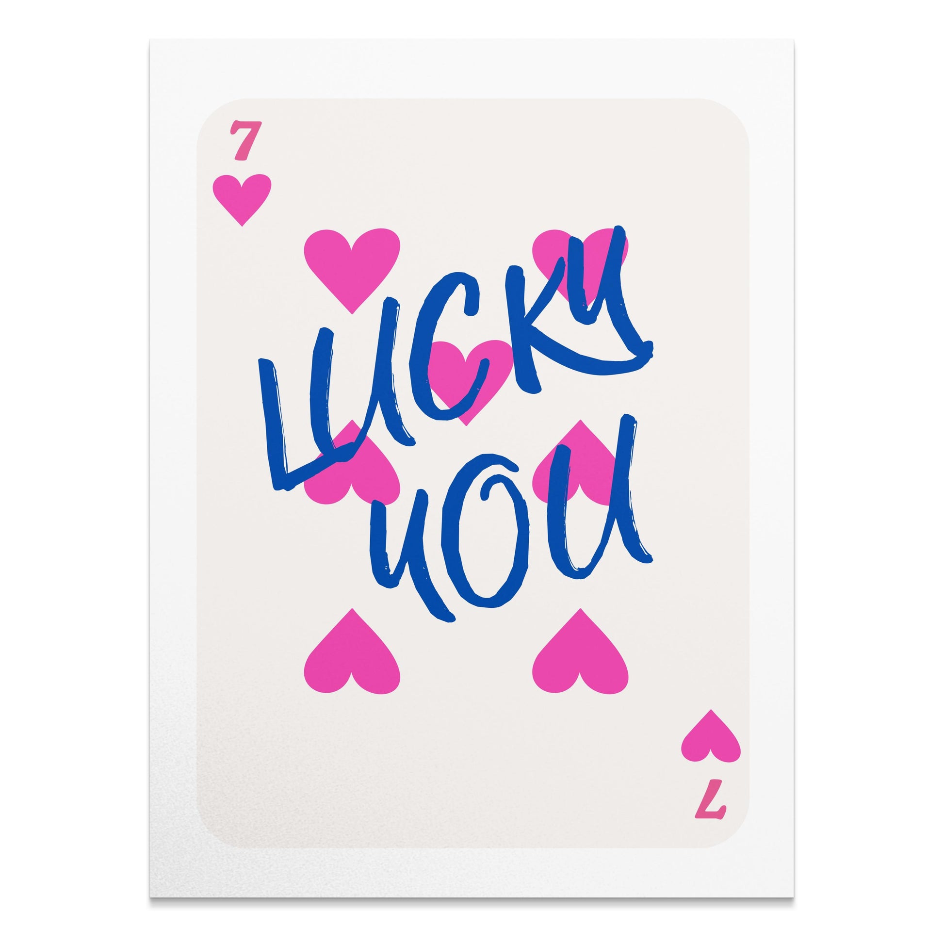 Premium Poster of Playful 7 of Hearts Lucky You Card Design Posters