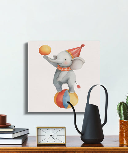Premium Poster of Playful Circus Elephant Nursery Canvas Wraps