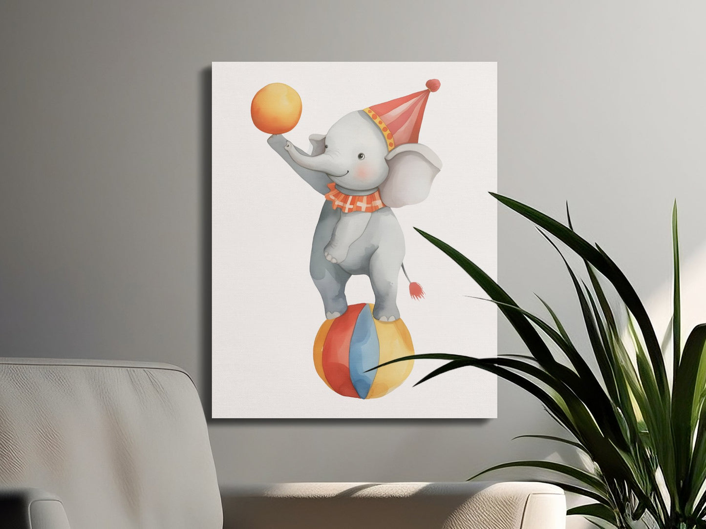 Premium Poster of Playful Circus Elephant Nursery Canvas Wraps