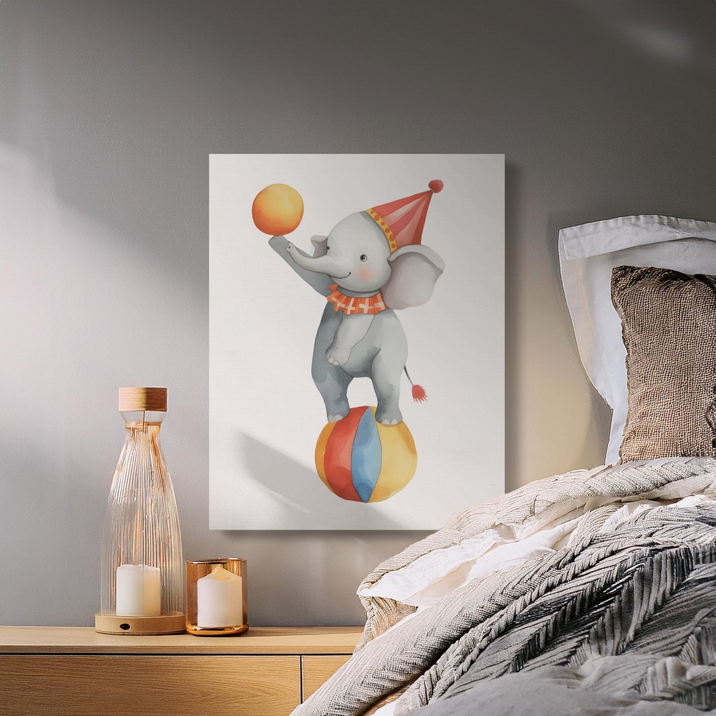 Premium Poster of Playful Circus Elephant Nursery Canvas Wraps