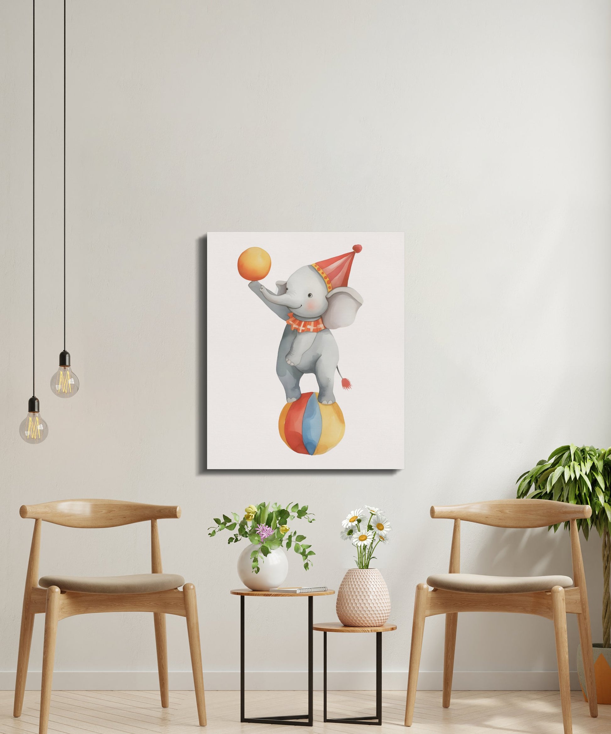 Premium Poster of Playful Circus Elephant Nursery Canvas Wraps