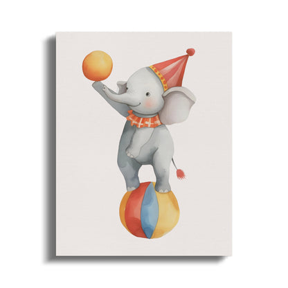 Premium Poster of Playful Circus Elephant Nursery Canvas Wraps