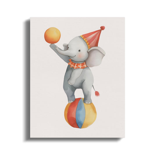 Premium Poster of Playful Circus Elephant Nursery Canvas Wraps