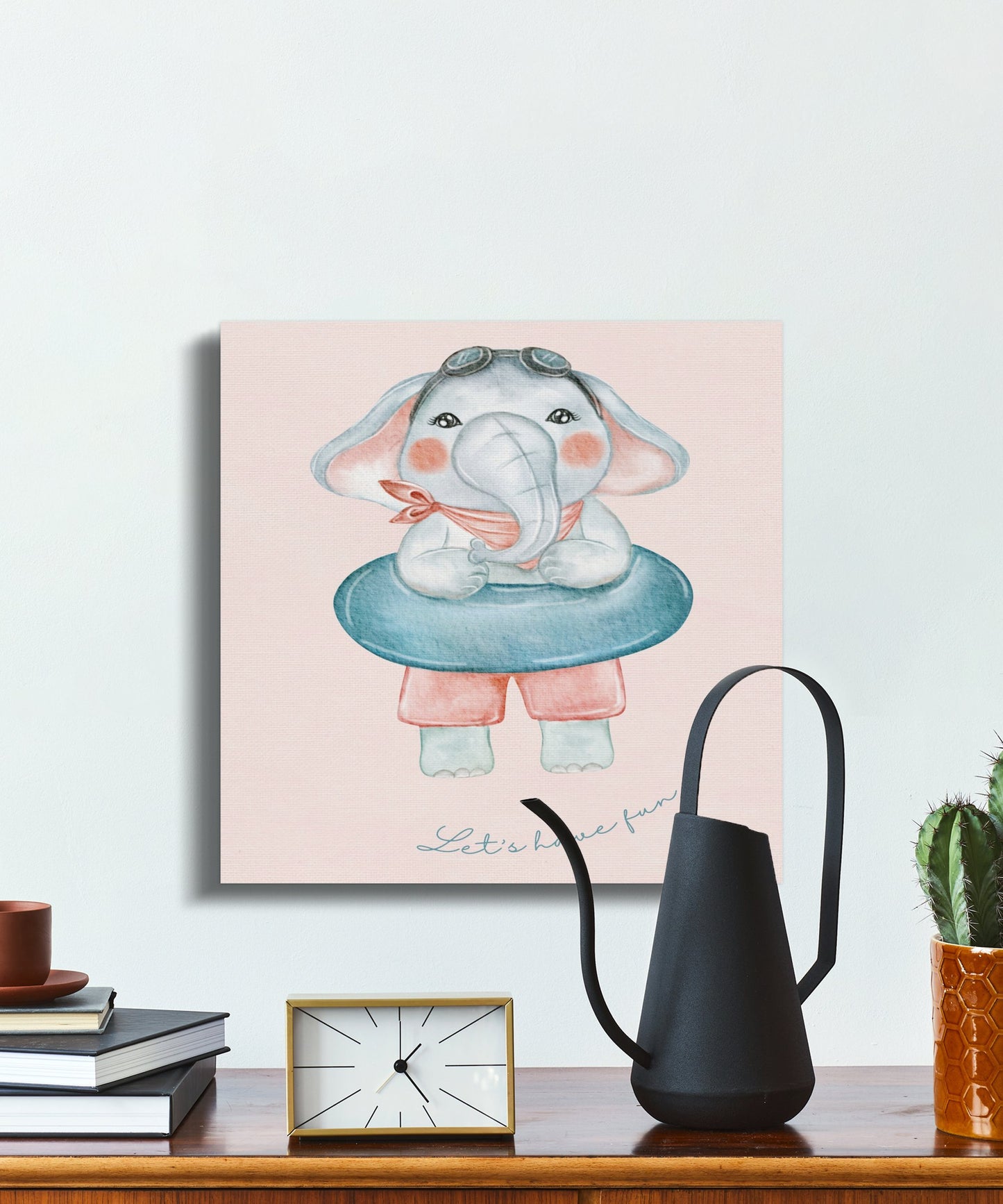 Premium Poster of Playful Elephant Nursery Wall Art Canvas Wraps