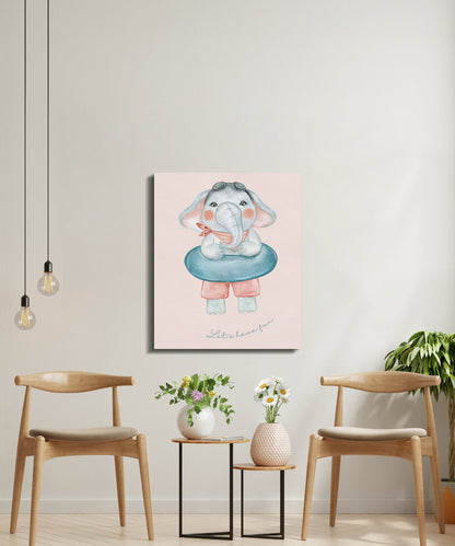 Premium Poster of Playful Elephant Nursery Wall Art Canvas Wraps