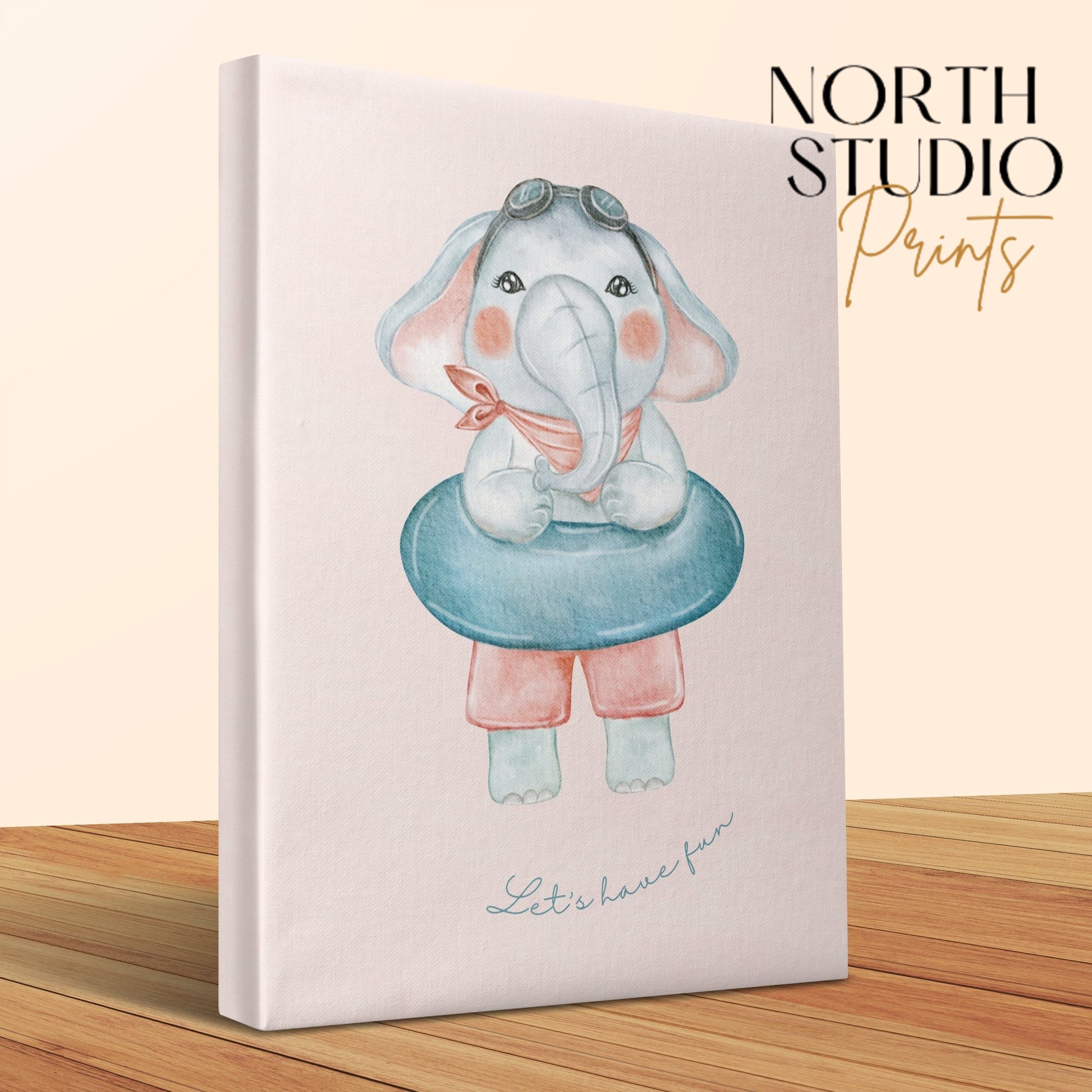 Premium Poster of Playful Elephant Nursery Wall Art Canvas Wraps