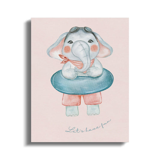 Premium Poster of Playful Elephant Nursery Wall Art Canvas Wraps