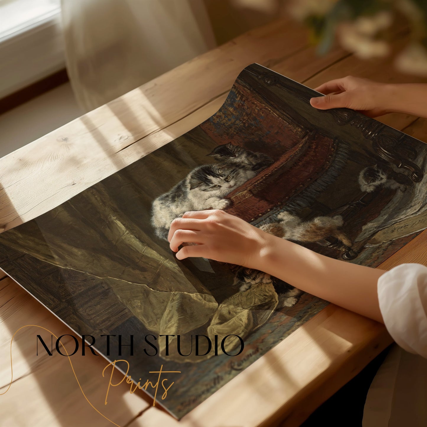 Premium Poster of Playful Kittens in Classic Interior Design Posters