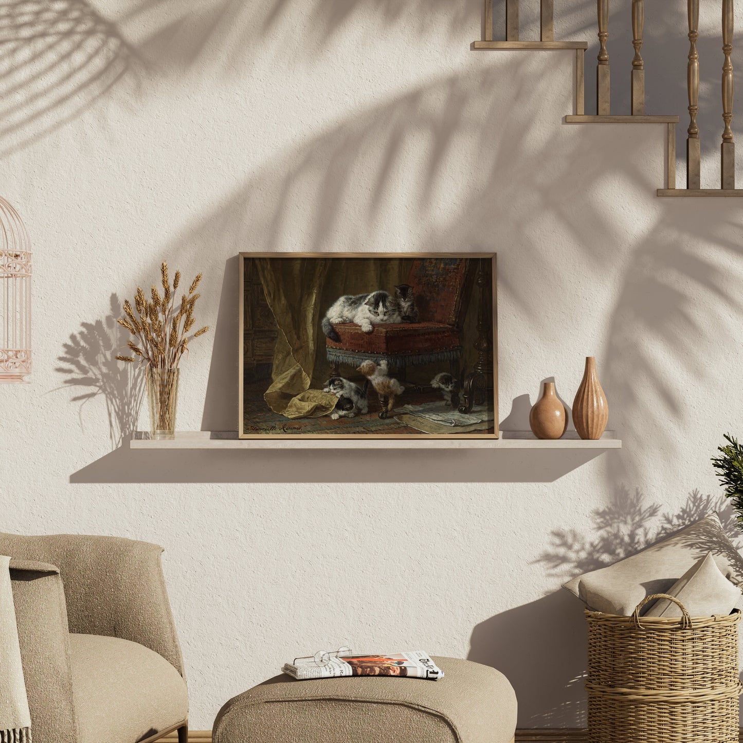 Premium Poster of Playful Kittens in Classic Interior Design Posters