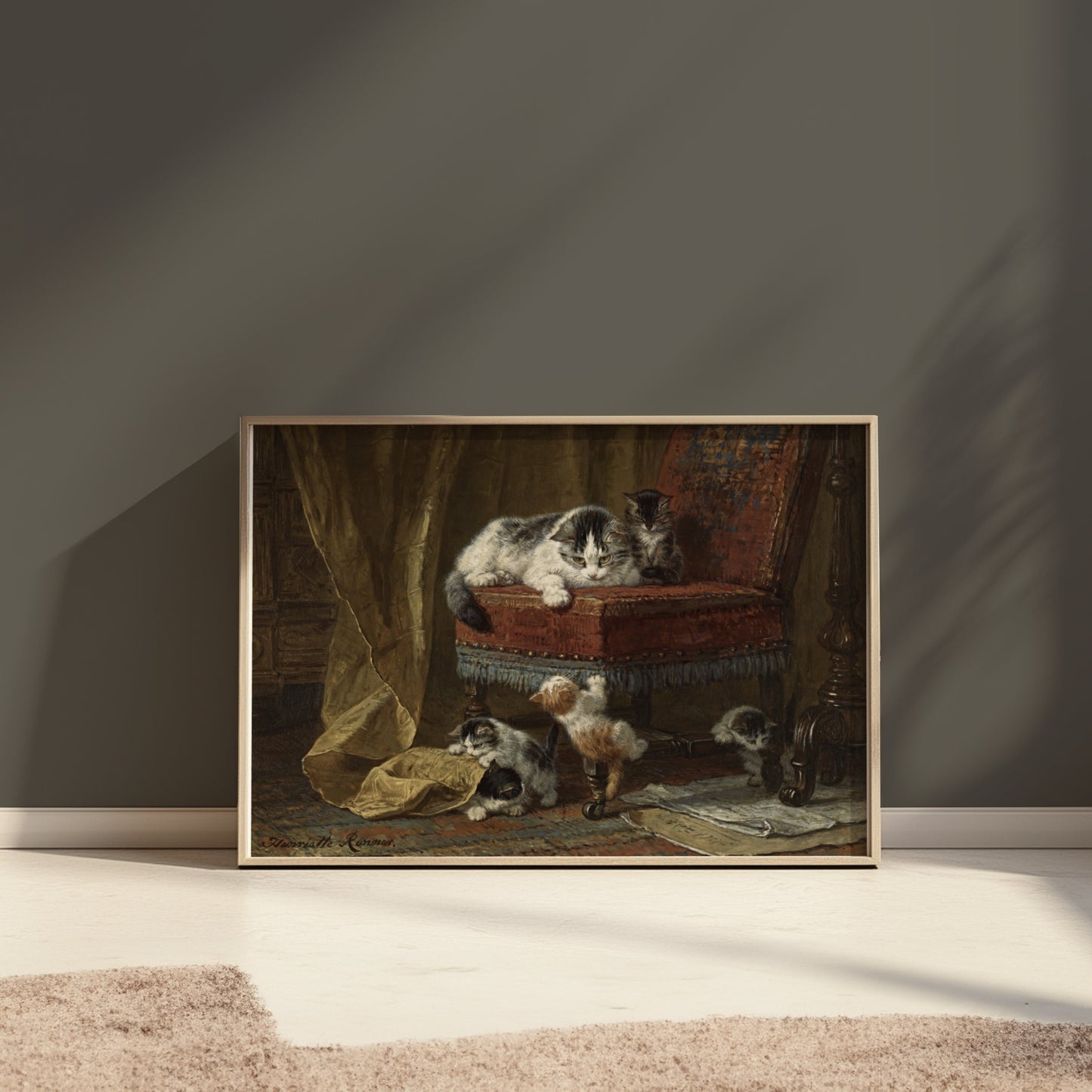 Premium Poster of Playful Kittens in Classic Interior Design Posters