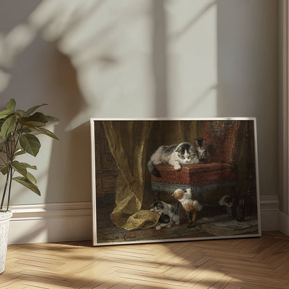 Premium Poster of Playful Kittens in Classic Interior Design Posters