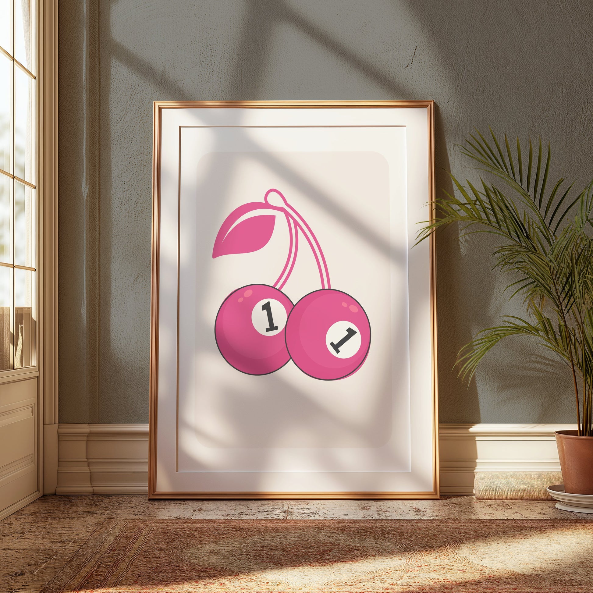 Premium Poster of Playful Pair of Pink Cherries Number One Posters