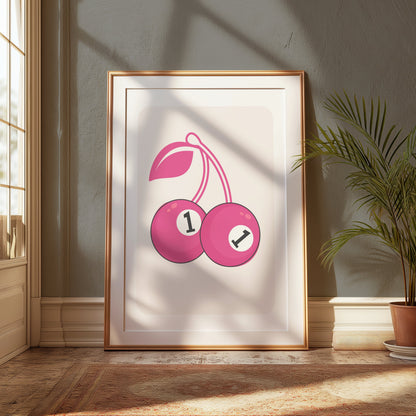 Premium Poster of Playful Pair of Pink Cherries Number One Posters
