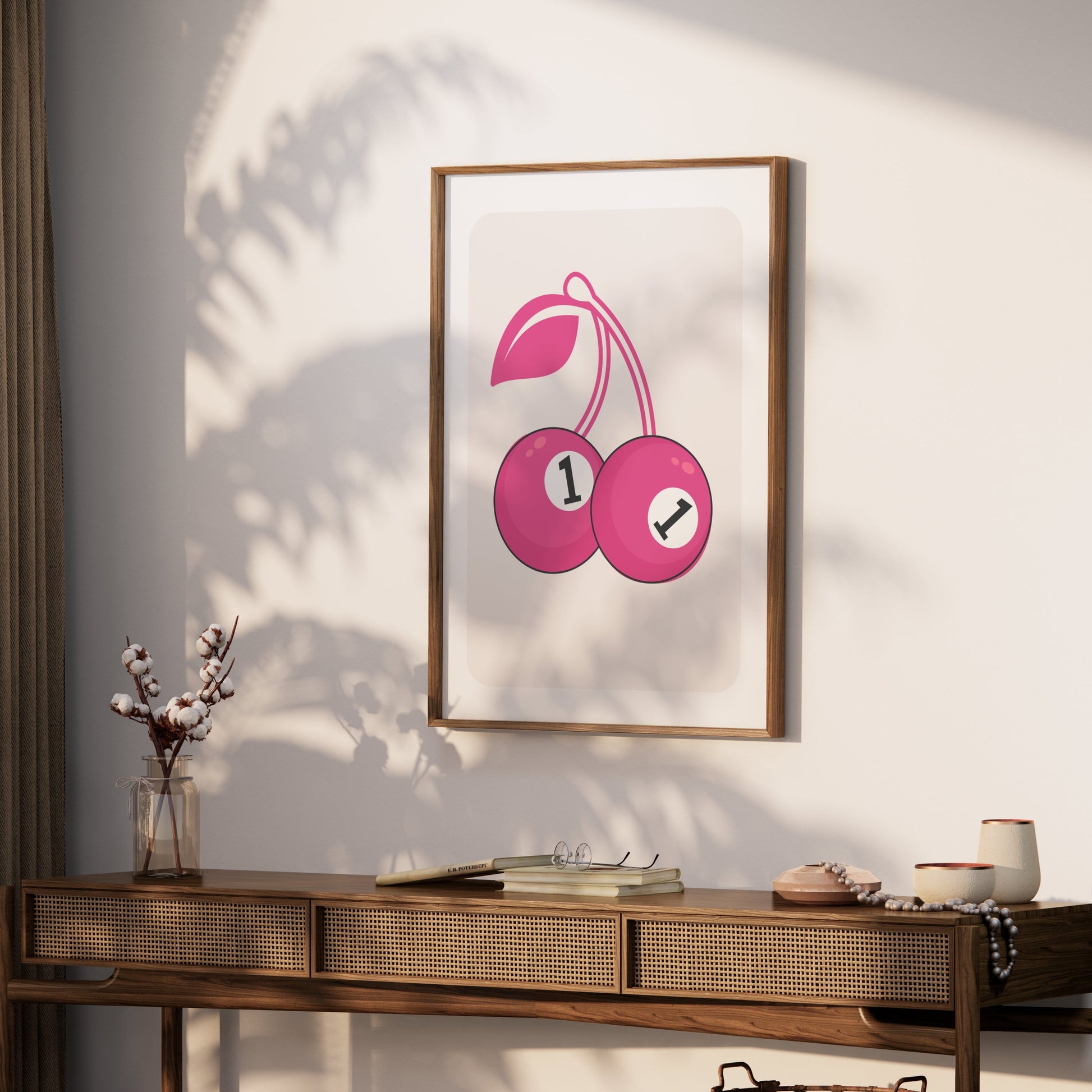 Premium Poster of Playful Pair of Pink Cherries Number One Posters