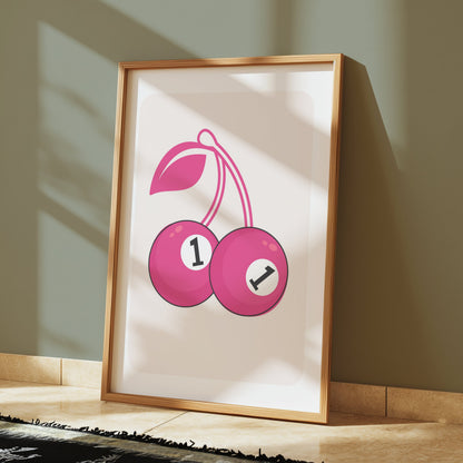 Premium Poster of Playful Pair of Pink Cherries Number One Posters