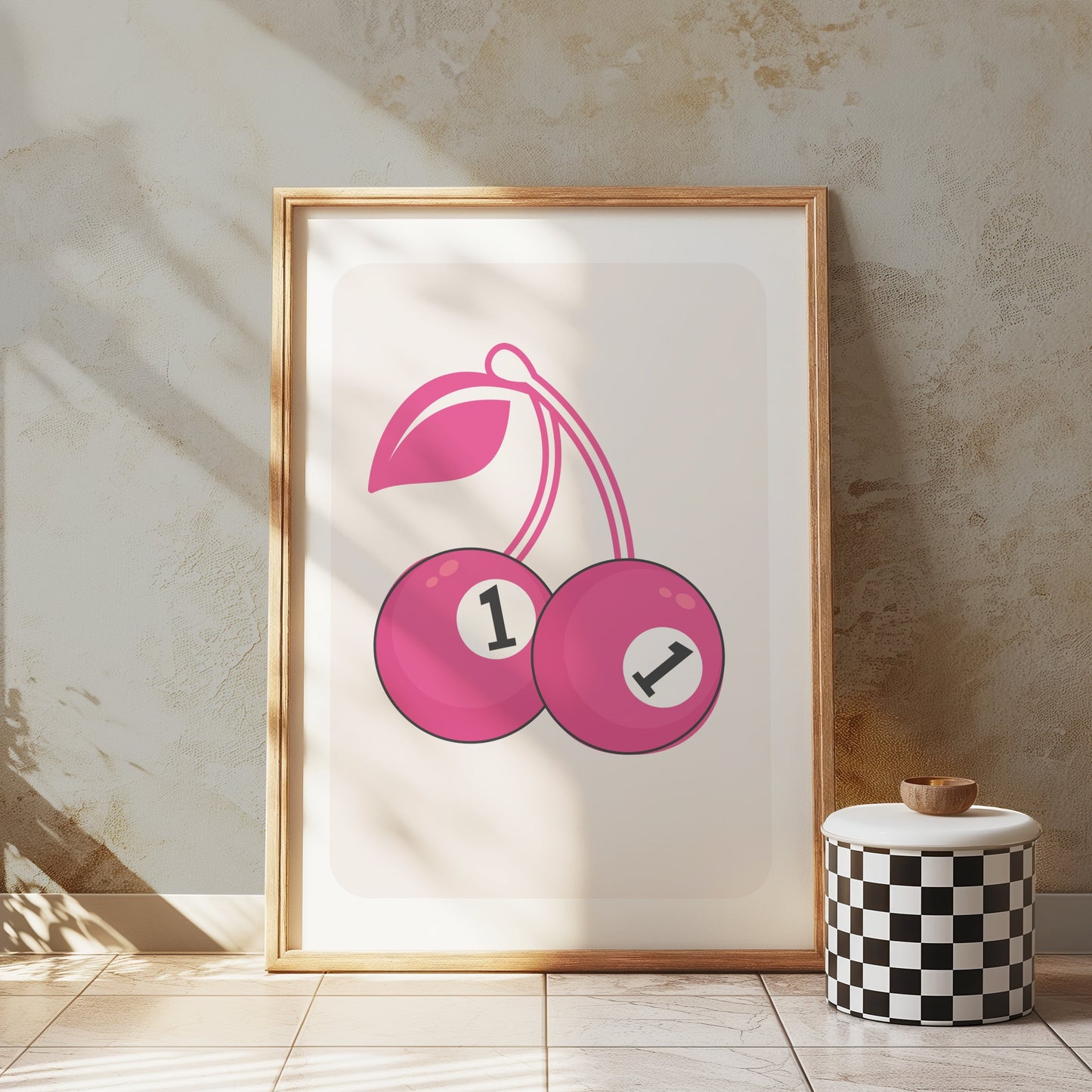 Premium Poster of Playful Pair of Pink Cherries Number One Posters