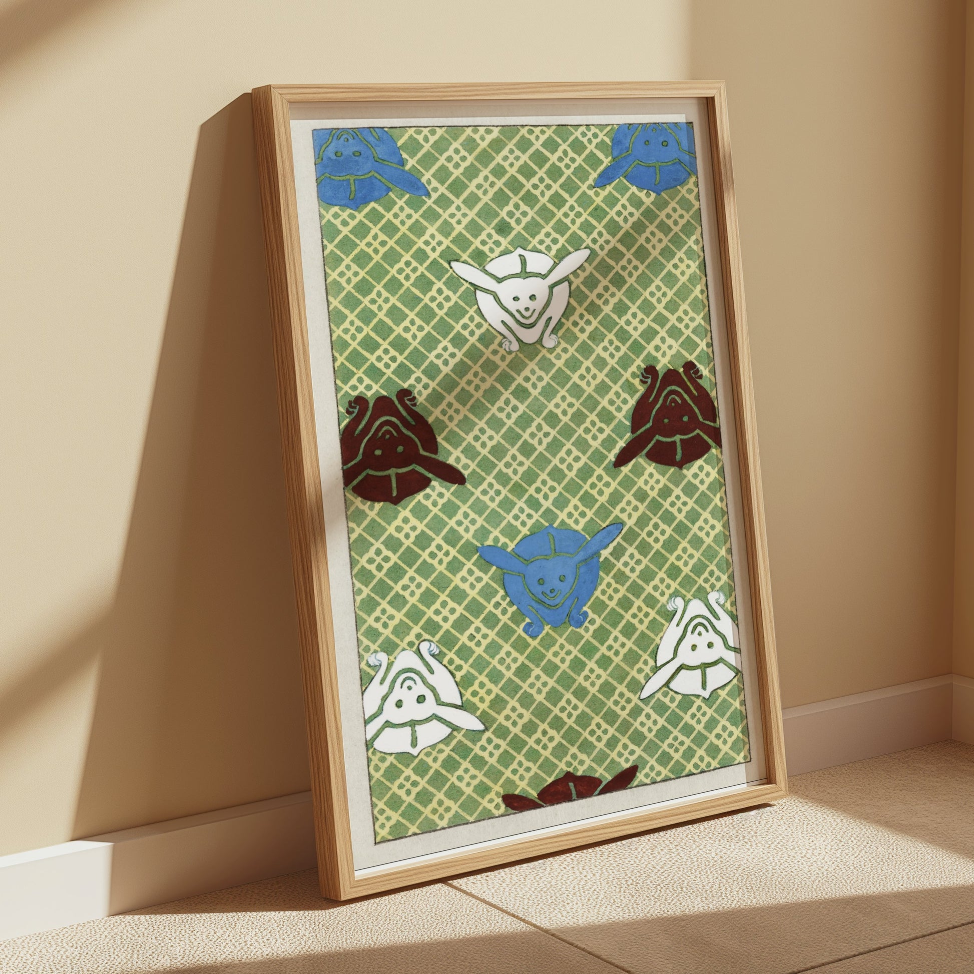 Premium Poster of Playful Pattern of Whimsical Faces Design Posters